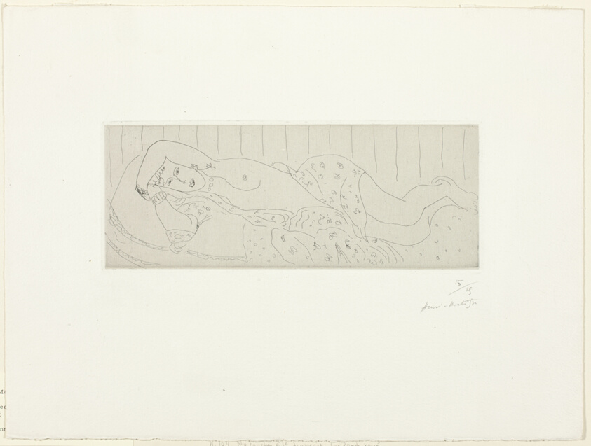 Nude on Couch, Draped in Flowered Material