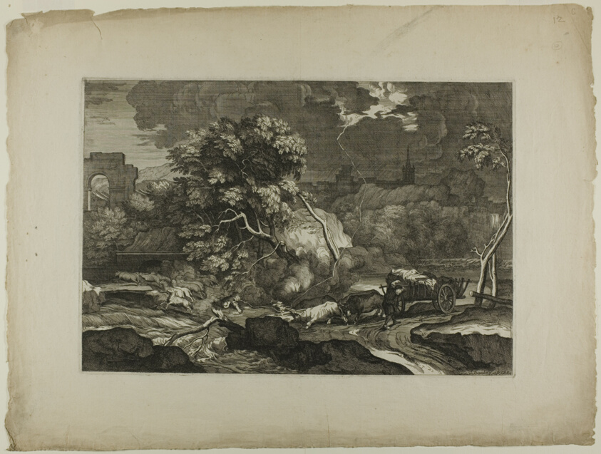 Cart Drawn by Two Pairs of Oxen in a Storm