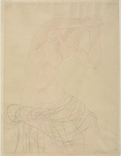 Seated Female Nude with Arms Raised