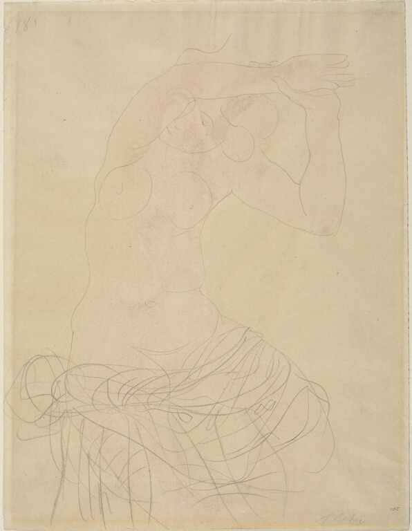 Seated Female Nude with Arms Raised