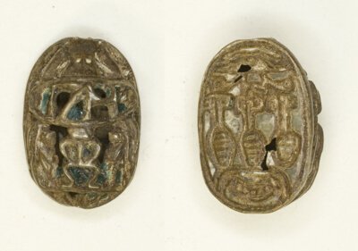 Scarab: Hieroglyphs (wedjat-eye, nefer-signs, nbw-sign)