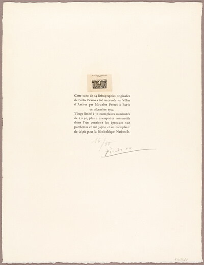 Colophon from Poèmes et Lithographies