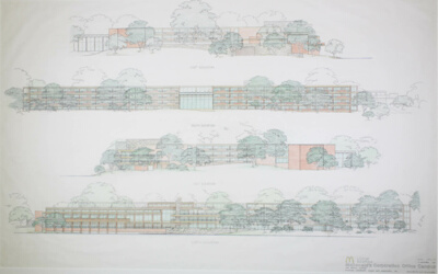 McDonald's Corporation Headquarters Office Campus, Oakbrook, Illinois, Elevation