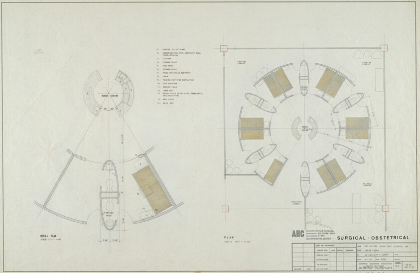 Affiliated Hospitals Center, Boston, Massachusetts, Surgical-Obstetrical Labor Room, Floor Plan and Working Drawing