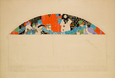 Lobby Lunette Mural, West Wall, Majestic Theatre, Chicago, Illinois, Study