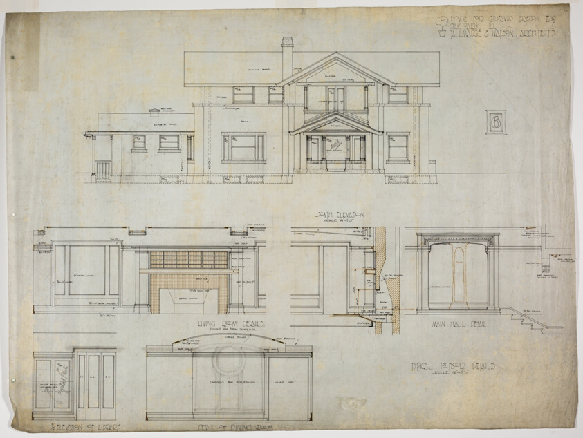 Gustavus Babson House Number Two, Oak Park, Illinois, Elevations and Details
