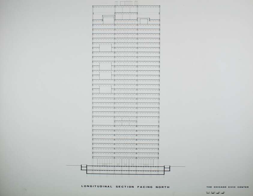 Chicago Civic Center, Chicago, Illinois, Longitudinal Section North