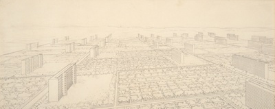 Mixed Height Housing Development (Mischbebauung), Berlin, Germany, Aerial Perspective