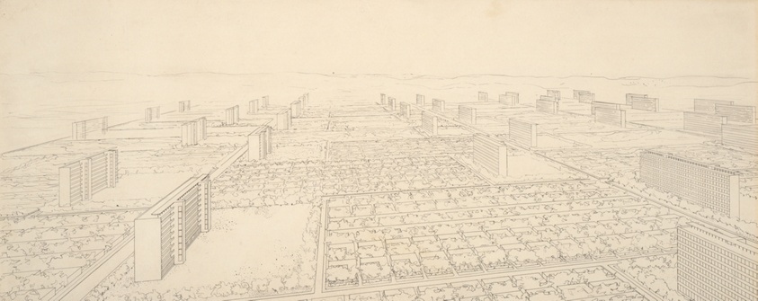 Mixed Height Housing Development (Mischbebauung), Berlin, Germany, Aerial Perspective