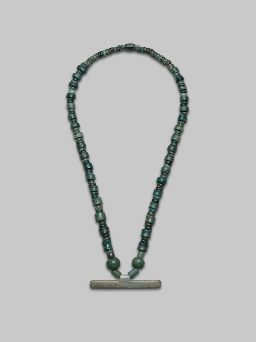 Beaded Necklace with Bar Pendant