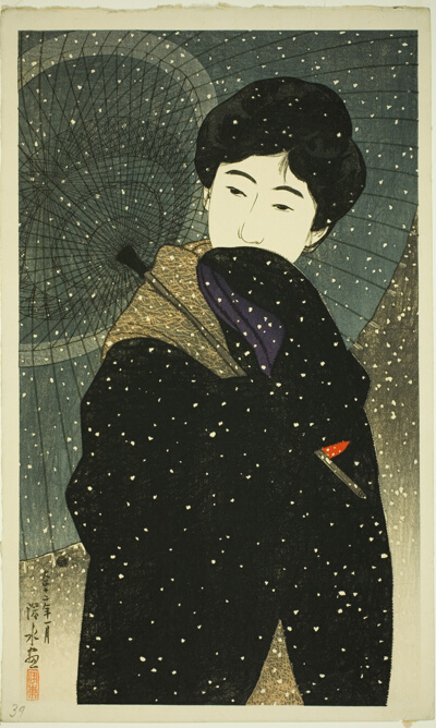 Snowy Night, from the series "New Twelve Images of Modern Beauties"