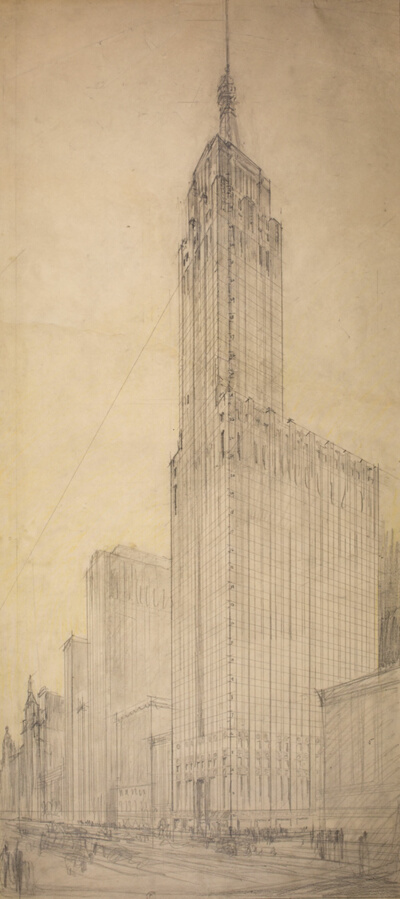 Carbon and Carbide Building, Chicago, Illinois, Perspective Sketch
