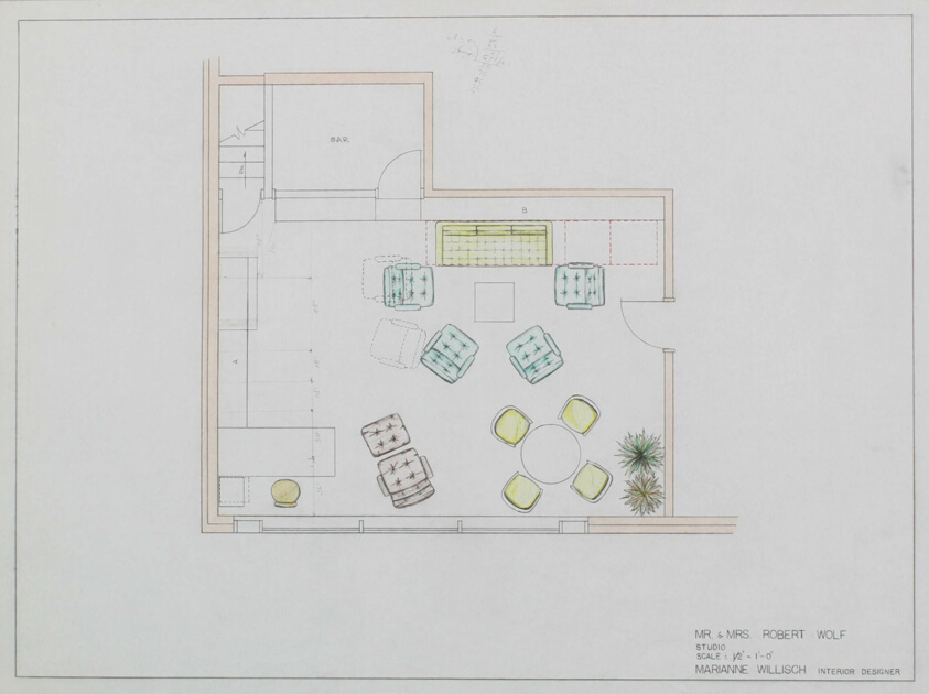 Mr. and Mrs. Robert Wolf House, Elevation and Plan