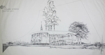 Virginia and Nicholas P. Daphne House, Hillsborough, California, Exterior Perspective