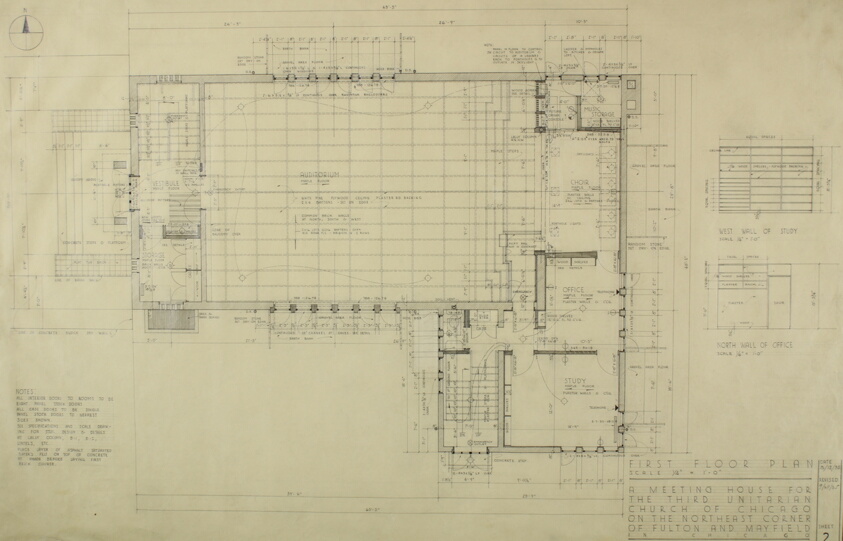 Third Unitarian Church of Chicago, Chicago, Illinois, First Floor Plan