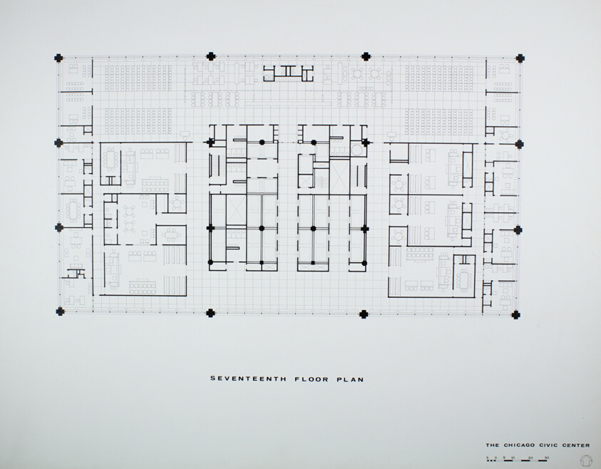 Chicago Civic Center, Chicago, Illinois, Seventeenth Floor Plan