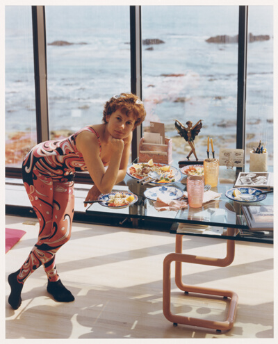 A Woman at Home in Malibu after Exercising, California