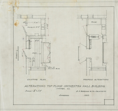 Orchestra Hall Alterations, Chicago, Illinois, Plans Showing Existing Plan