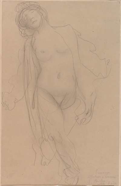 Lightly Draped Dancing Female Nude