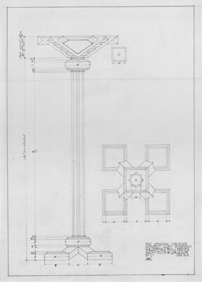 Indirect Light Standard, Capitol Theatre and Office Building, Melbourne, Australia, Plan and Elevation