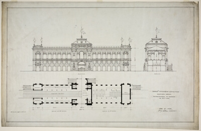World's Colombian Exposition 60th Street Entrance, Chicago, Illinois, Plan and Elevation
