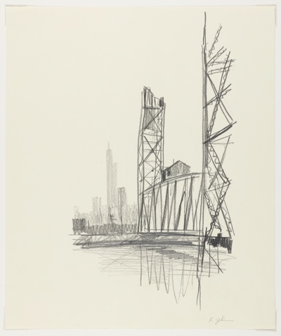 Behind the Facade, Industrial Views Along the Chicago River, Travel Sketch