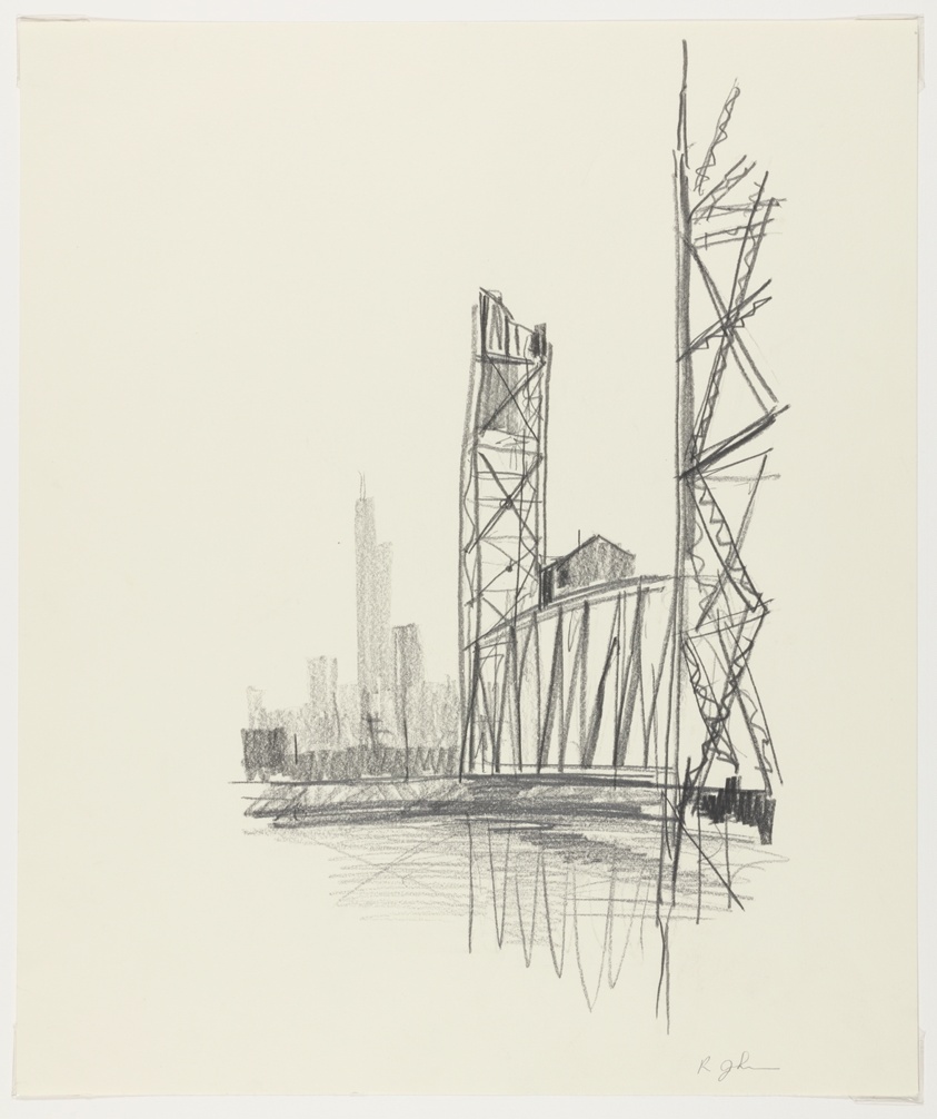 Behind the Facade, Industrial Views Along the Chicago River, Travel Sketch