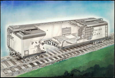 Pressed Steel Car Company Plywood Freight Car, Cutaway Perspective