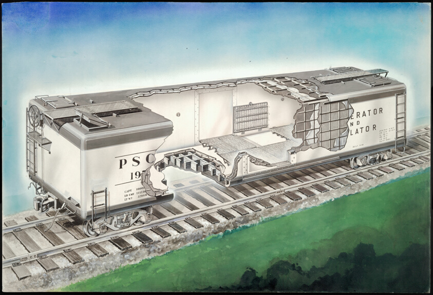 Pressed Steel Car Company Plywood Freight Car, Cutaway Perspective
