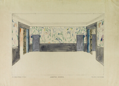 Tavern Club, Interior Perspective of Mural, Chicago, Illinois, Presentation Drawing