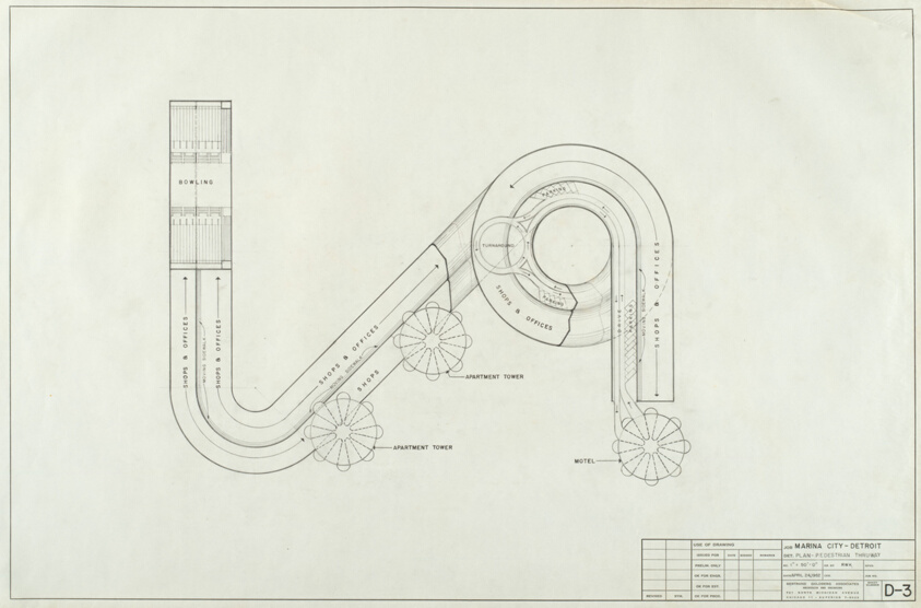 Marina City, Detroit, Michigan, Pedestrian Thruway Plan
