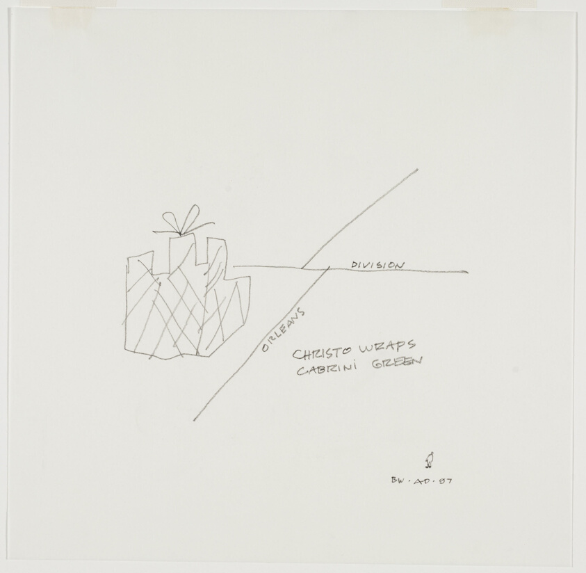 Christo Wraps Cabrini Green, Chicago, Illinois, Travel Sketch