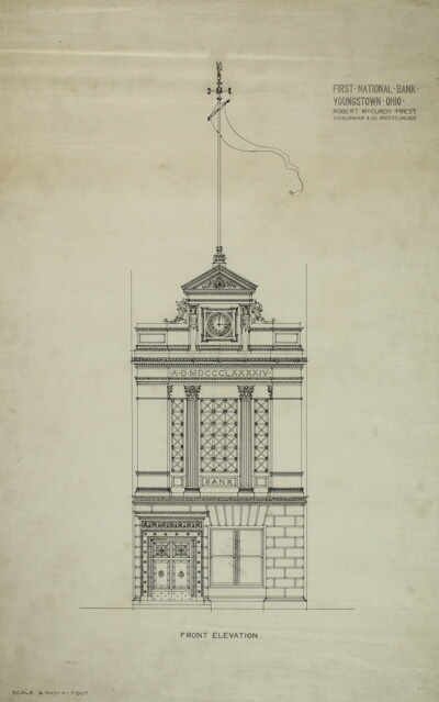 First National Bank, Youngstown, Ohio, Front Elevation
