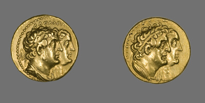 Tetradrachm (Coin) Portraying King Ptolemy II Philadelphos and Queen Arsinoe II