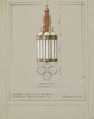Saint Andrew’s Greek Orthodox Church Light Fixture Proposals, Chicago, Illinois, Presentation Design Drawings