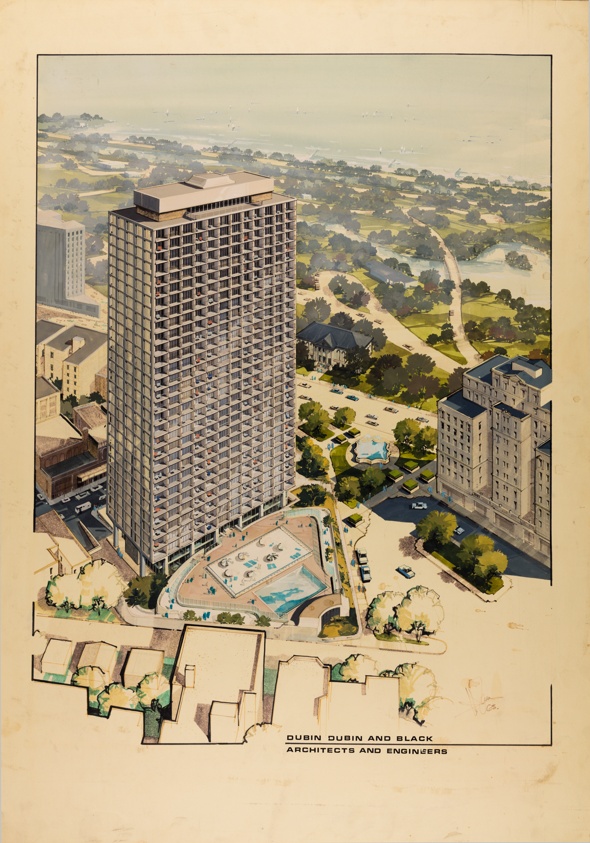Highrise Apartment Building, Chicago, Illinois, Perspective Rendering