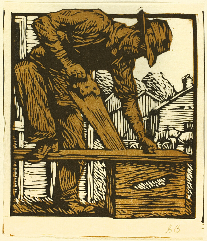 Illustrations for Chips an' Shavings: Man with Saw