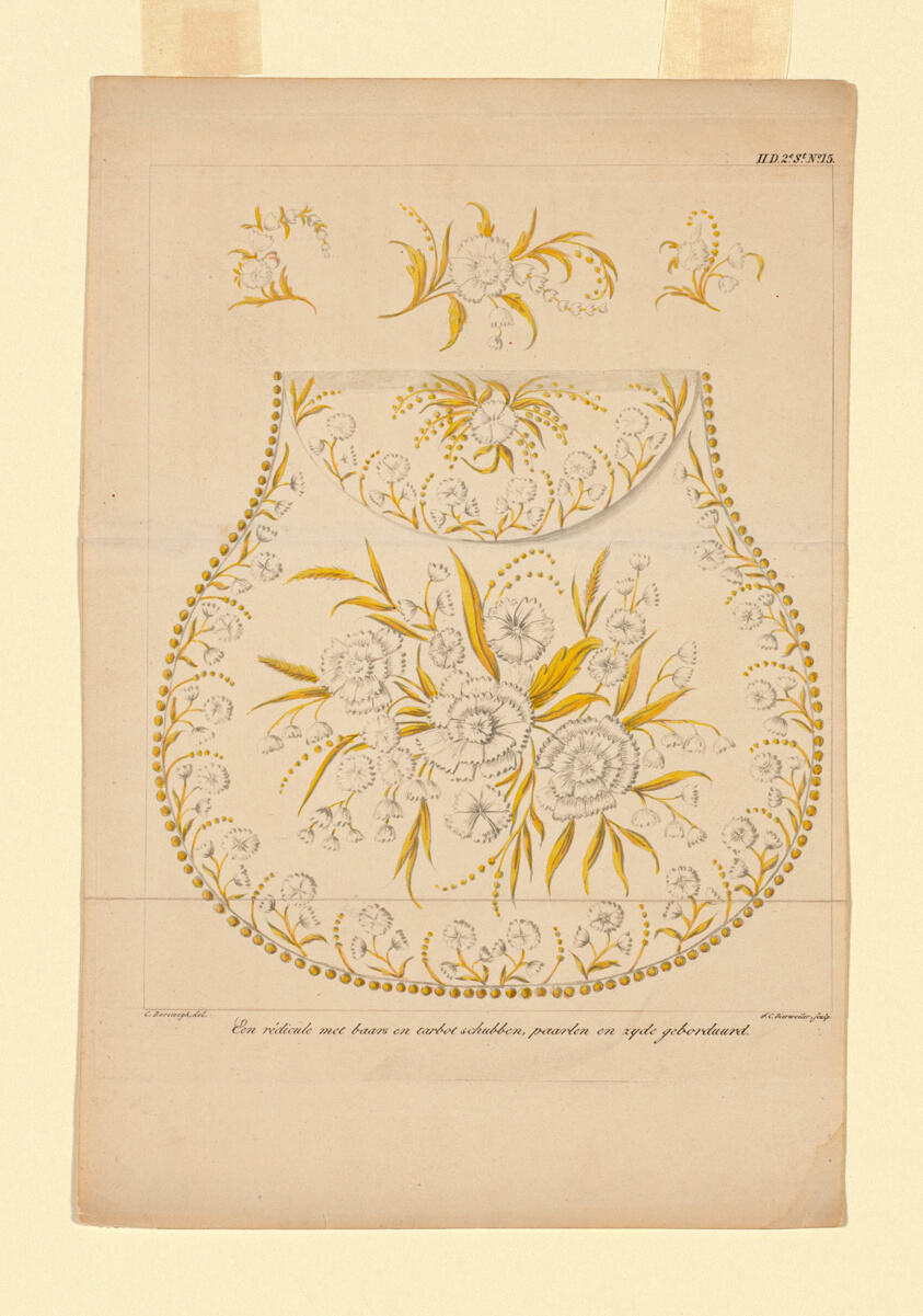 Design for an Embroidered Purse known as a "Rédicule"