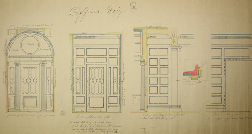 Vestibule Doors, Bryan Lathrop House, Chicago, Illinois, Shop Drawing