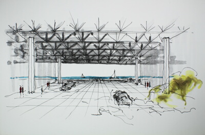 McCormick Place, Chicago, Illinois, Perspective Looking East