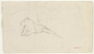 Lioness Lying near a Tree
