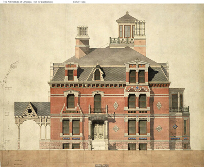 Eliphalet W. Blatchford House, Chicago, Illinois, LaSalle Street Elevation and Partial Section