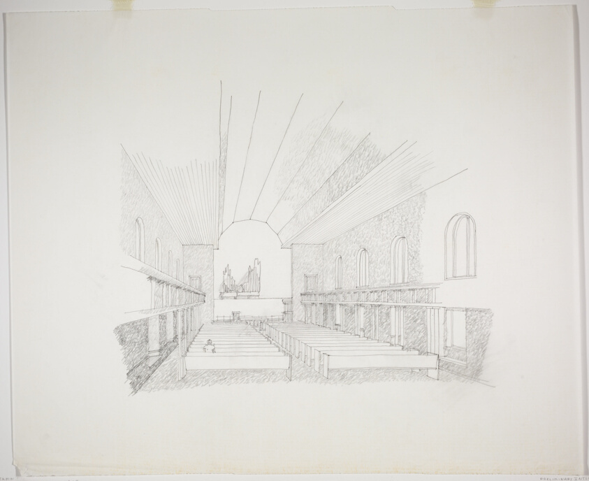 Illinois Wesleyen University Chapel, Bloomington, Illinois, Interior Perspective