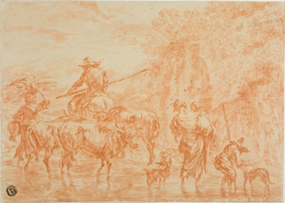 Peasants and Cattle Crossing Ford