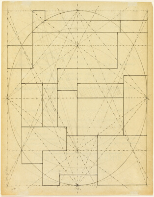 Rear Elevation Study for "Interrelation of Volumes from the Ellipsoid" 