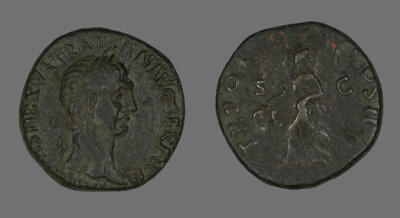 Sestertius (Coin) Portraying Emperor Trajan