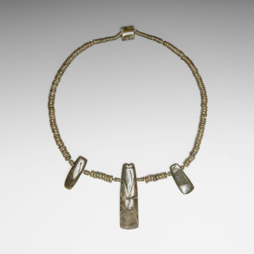 Beaded Necklace with Three Celt Pendants
