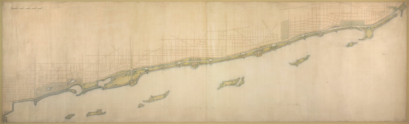 Plate 50 B from Plan of Chicago 1909: Lake Shore from Chicago Avenue on the south to Wilmette on the North.