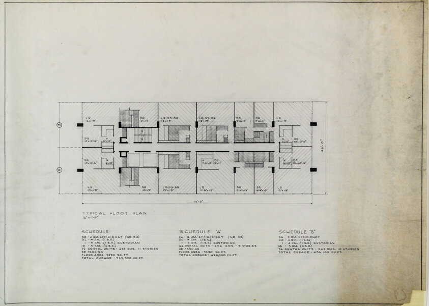 Apartment Building Project, Chicago, Illinois, Floor Plan and Site Plan