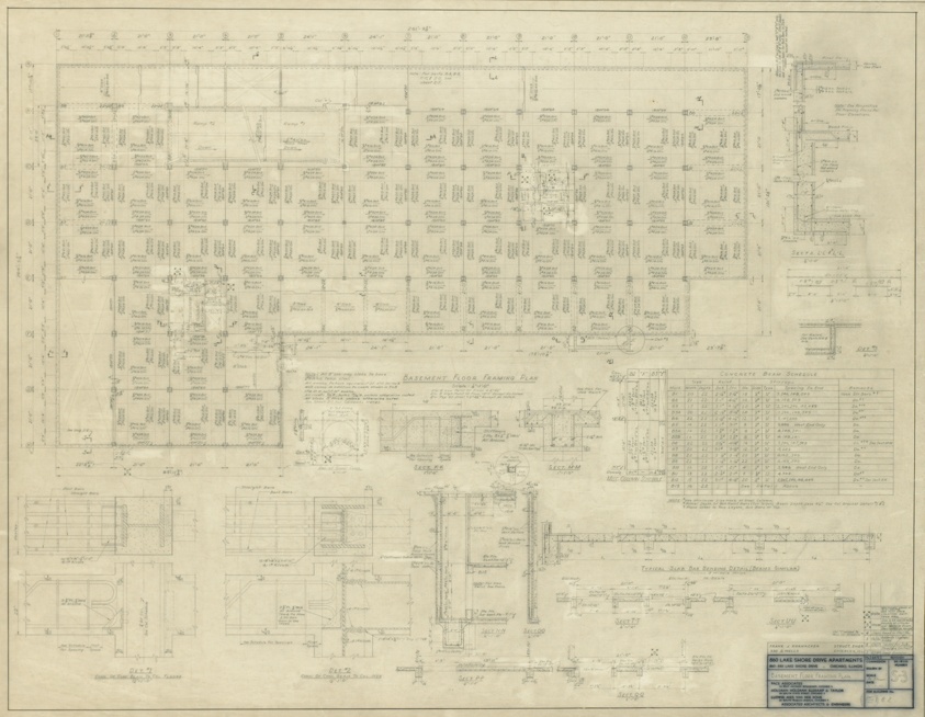 860–880 North Lake Shore Drive, Basement Floor Framing Plan